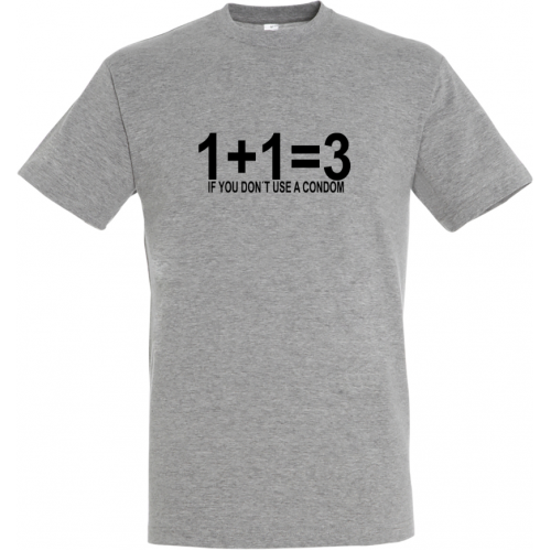 T-Shirt: 1 + 1 = 3 (GREY MELANGE)